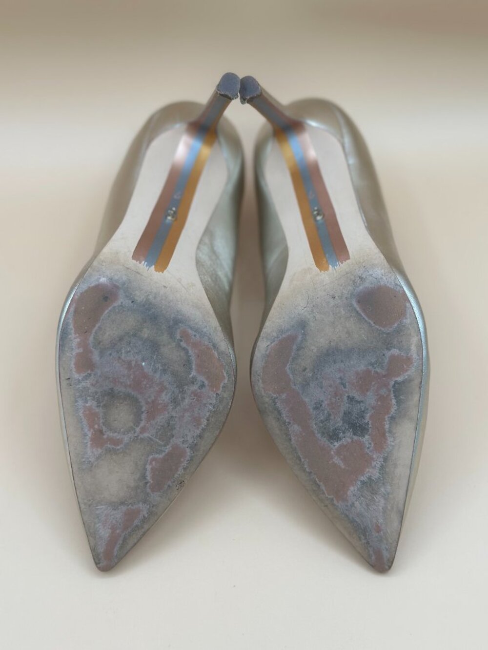 Sam Edelman Hazel LT Gold Leather Pointed Toe Pumps Size 7M - Picture 6 of 6